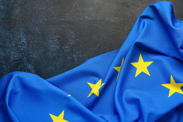 European Union flag on blue background - Photo, Image