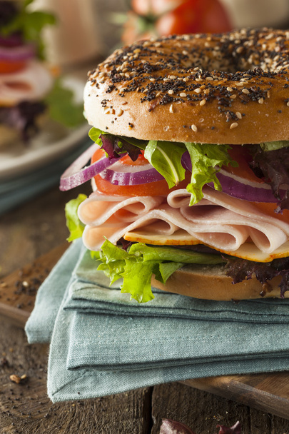 Healthy Turkey Sandwich on a Bagel - Valokuva, kuva