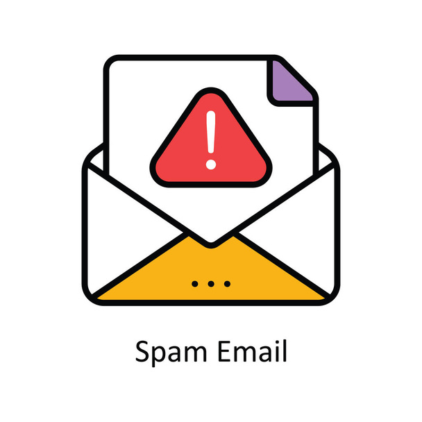 Spam Email Vector Vyplnit obrys Icon Design illustration. Digitální marketingový symbol na bílém pozadí Soubor EPS 10 - Vektor, obrázek