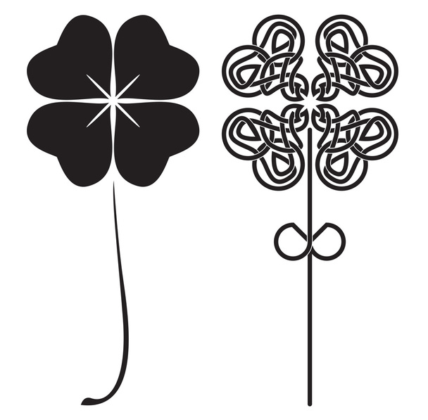 Tréboles negros de cuatro hojas
 - Vector, imagen