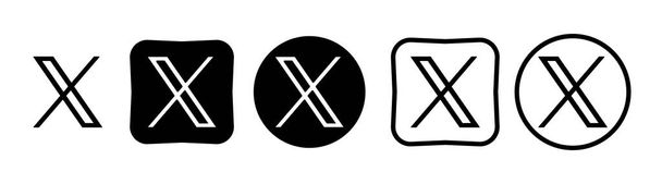 Новый Twitter vs x.com. Новация Илон Маска. иконка кнопки популярной социальной сети, логотип мгновенного мессенджера Twitter. Редакционный вектор - Вектор,изображение
