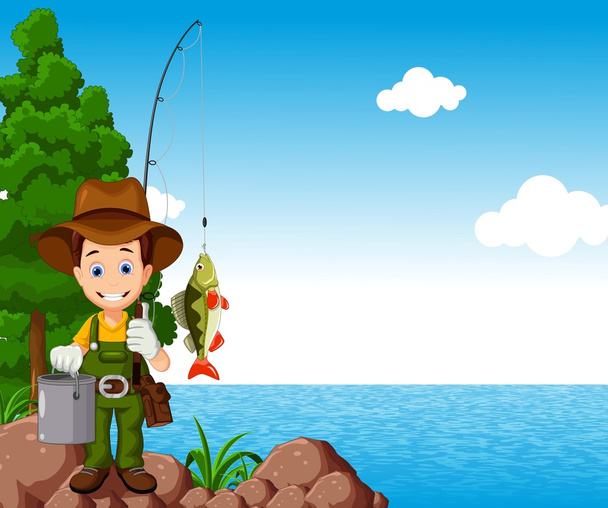 fisherman cartoon - Vector, Image