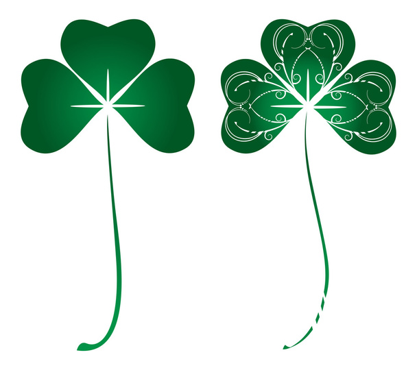 Set of two green leafs of clover - Vector, Image