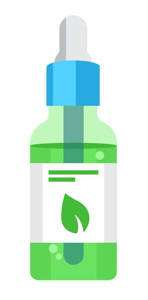 Aceite esencial en botella cuentagotas, aislado sobre fondo blanco. ilustración vectorial. - Vector, Imagen