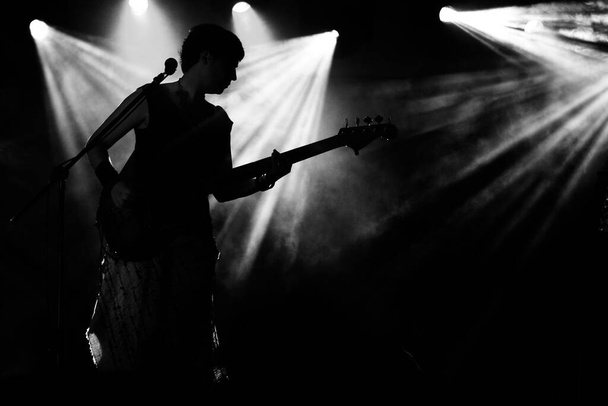 Womn basista vystupující na koncertě - Fotografie, Obrázek