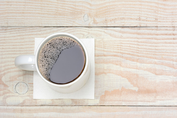 Coffee Cup on White Wood Table - Photo, image