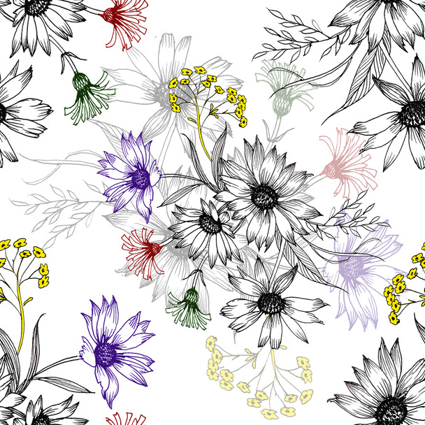 Colorful meadow flowers - Zdjęcie, obraz