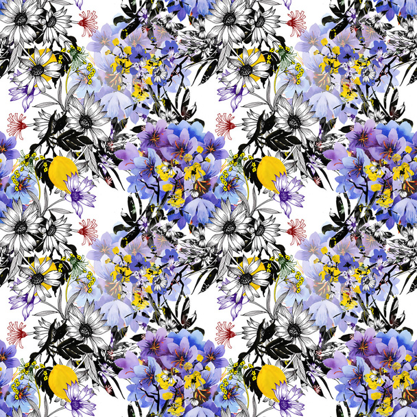 Colorful garden flowers background - Zdjęcie, obraz
