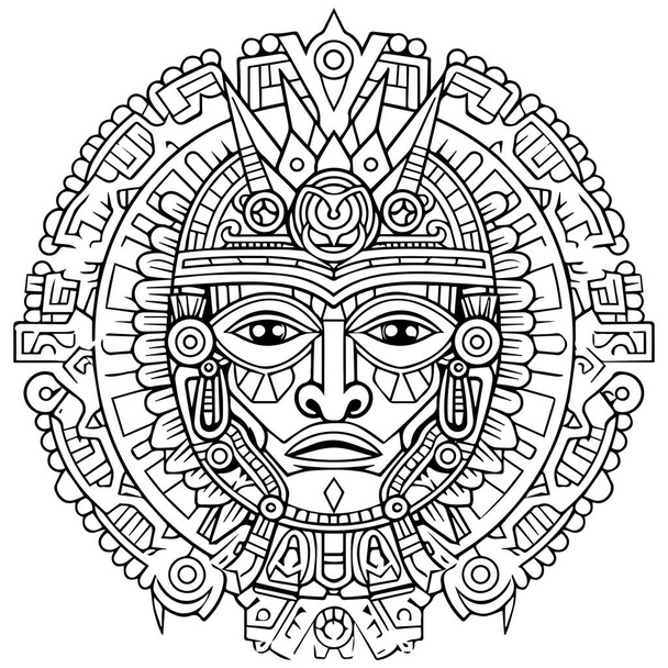 Antiche forme Maya e Azteche sagoma vettoriale illustrazione modelli, taglio laser - Vettoriali, immagini