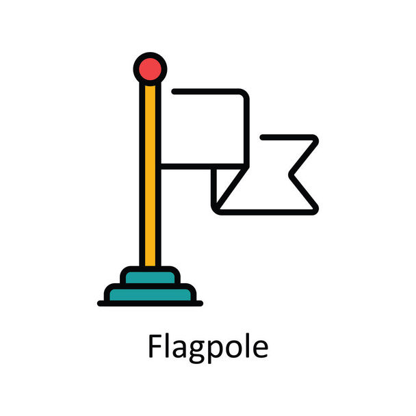 Flagpole Vector Fill contour Icône Illustration de conception. Carte et symbole de navigation sur fond blanc Fichier EPS 10 - Vecteur, image
