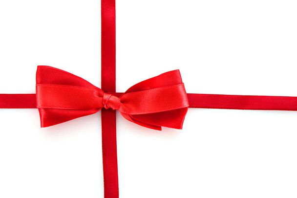 Gift red ribbon and bow isolated on white background - Foto, Bild