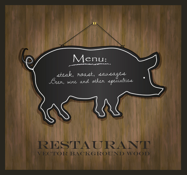 Vector Blackboard pig restaurant menu card - Vector, Image