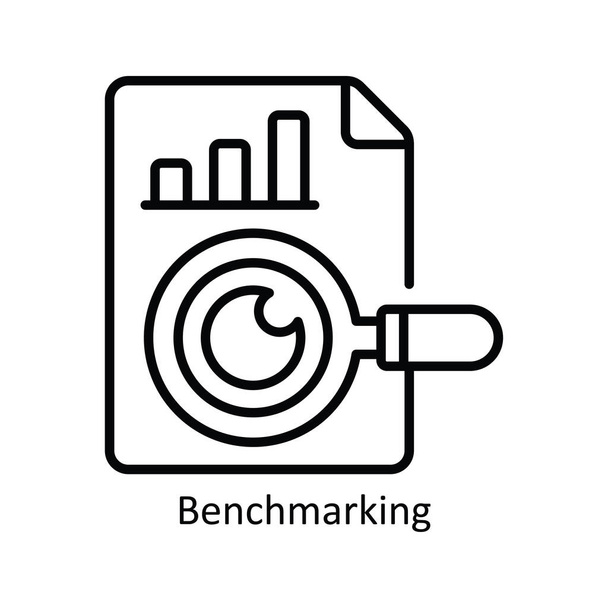 Benchmarking Vector περίγραμμα Εικονίδιο Σχεδιασμός εικονογράφηση. Σύμβολο διαχείρισης προϊόντων σε άσπρο υπόβαθρο EPS 10 αρχείο - Διάνυσμα, εικόνα