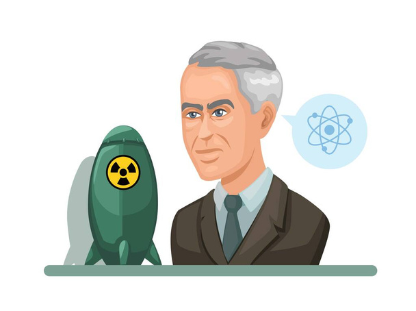 Julius Robert Oppenheimer physicien théorique américain et créateur Atomic Bomb Avatar Cartoon Illustration Vector - Vecteur, image