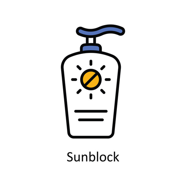 Sunblock Vector Fill Gliederung Icon Design Illustration. Reise- und Hotelsymbol auf weißem Hintergrund EPS 10 File - Vektor, Bild