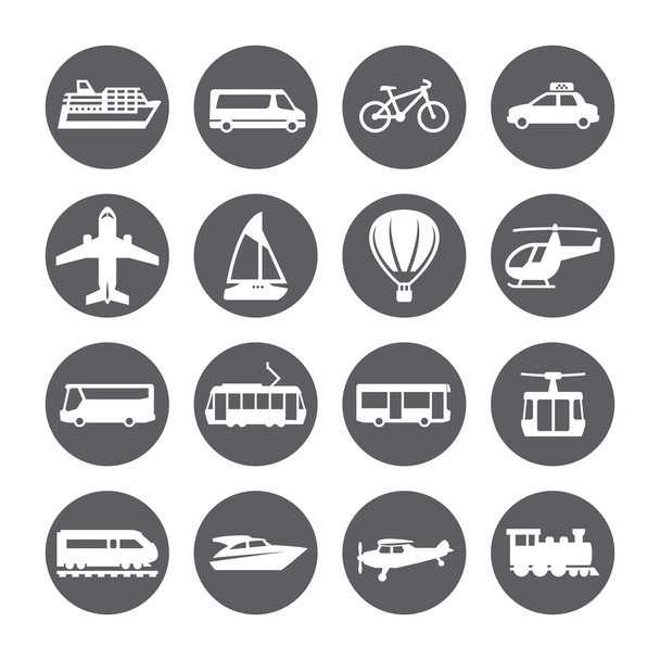 Transportation icon set. Silhouette. - Vector, afbeelding
