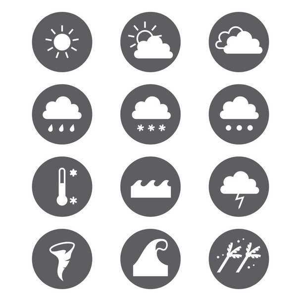 Weather icons set. Cloud, sun, precipitation. - Вектор,изображение