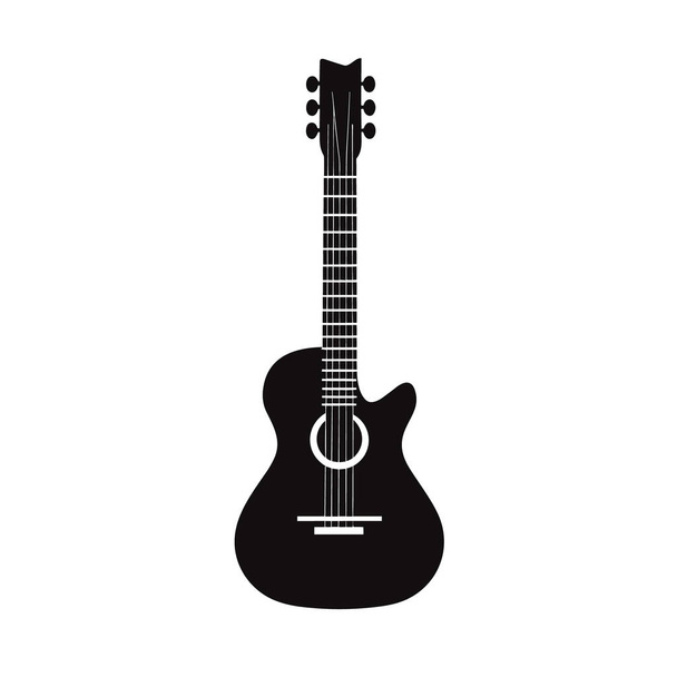 Black blues gitaar icoon. Eenvoudige illustratie van zwarte blues gitaar vector pictogram logo geïsoleerd op witte achtergrond, akoestische gitaar silhouet, elektrische gitaar vektor ilustratie. - Vector, afbeelding