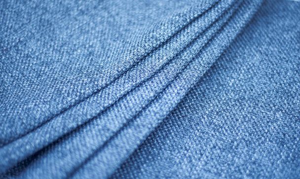 sininen denim kangas kerroksittain laskokset tausta, kangas vaatteiden tuotantoon - Valokuva, kuva