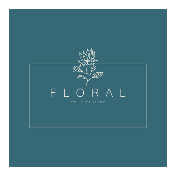 Κομψό πλαίσιο λουλουδιών και φύλλων. Λεπτή βοτανική διανυσματική απεικόνιση για ετικέτες, spa, εταιρική ταυτότητα και προσκλήσεις γάμου - Διάνυσμα, εικόνα