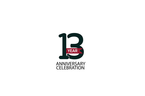 13. päivä, 13 vuotta, 13-vuotisjuhla tummanvihreä viiva. logotyyppi eristetty valkoisella taustalla juhla, kutsukortti, ja onnittelukortti-vektori - Vektori, kuva