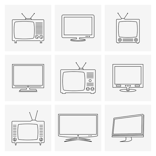 TV vékony vonal ikonok beállítása - Vektor, kép