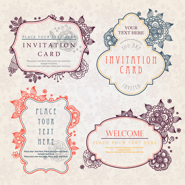 Cartões de convite com um padrão floral
 - Vetor, Imagem