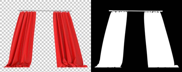 Curtains isolated on black and white background. 3d rendering - illustration - Photo, Image