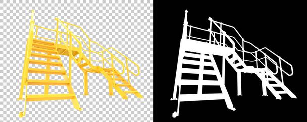 バックグラウンドで隔離された階段を持つ産業プラットフォーム. 3Dレンダリング - イラスト - 写真・画像