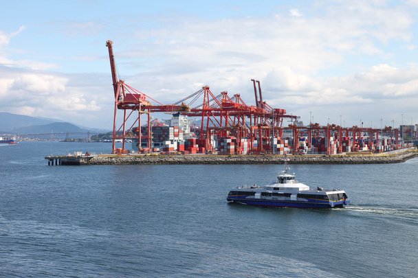 Industrial port of Vancouver BC Canada & seabus transport. - Photo, Image