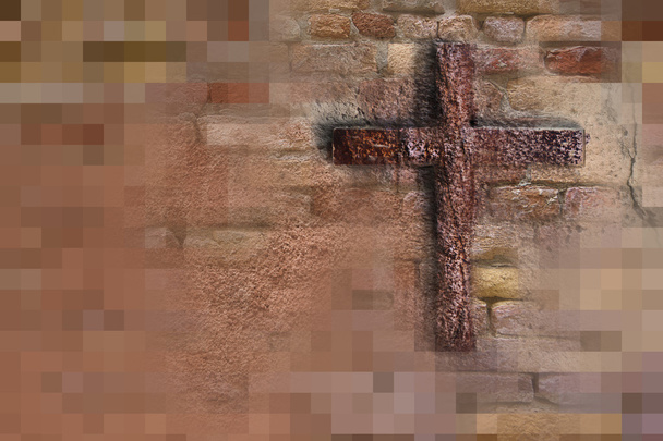 Old Wall With Cross - Photo, Image