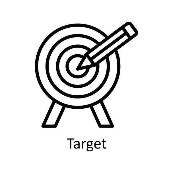 Εικονίδιο σχεδιασμού διανυσματικού περιγράμματος στόχου. Σύμβολο δημιουργικής διαδικασίας σε άσπρο υπόβαθρο EPS 10 αρχείο - Διάνυσμα, εικόνα
