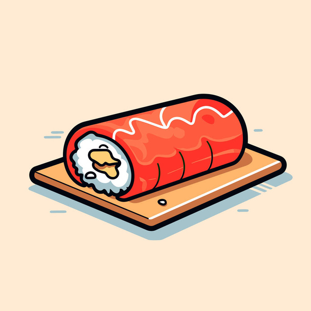 A piece of sushi on a cutting board - Vector, Image
