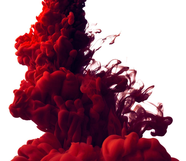 Splash of red paint in water over white background - Φωτογραφία, εικόνα