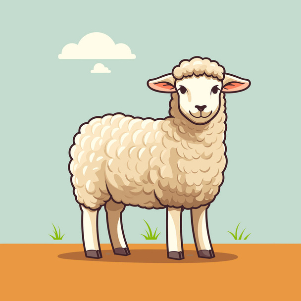 畑の真ん中に立っている羊 - ベクター画像