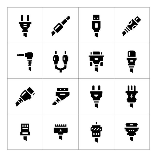 Conjunto de ícones de plugues e conectores
 - Vetor, Imagem