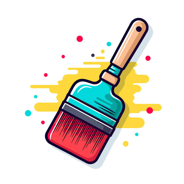 A paintbrush with a wooden handle on a white background - Vector, Image
