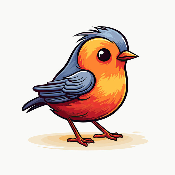 青い頭とオレンジ色の体を持つ小さな鳥 - ベクター画像