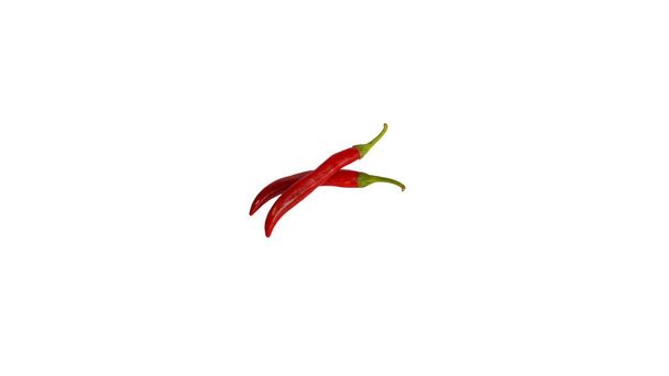 Červený horký přírodní chilli pepř. Chilli stříhání cesta. Organický čerstvý chilli pepř izolovaný na bílém. Plná hloubka pole - Fotografie, Obrázek