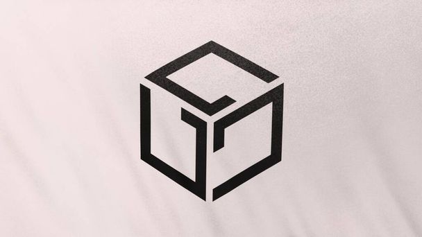 Gala Games Coin icône logo sur fond de bannière drapeau blanc. Concept Illustration 3D pour crypto-monnaie et fintech utilisant la technologie blockchain pour sécuriser les transactions en bourse DeFi marché. - Photo, image