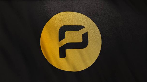 ARRR Pirate Chain Coin icône logo sur fond de bannière drapeau noir. Concept Illustration 3D pour crypto-monnaie, fintech utilisant la technologie blockchain pour sécuriser les transactions en bourse DeFi marché. - Photo, image