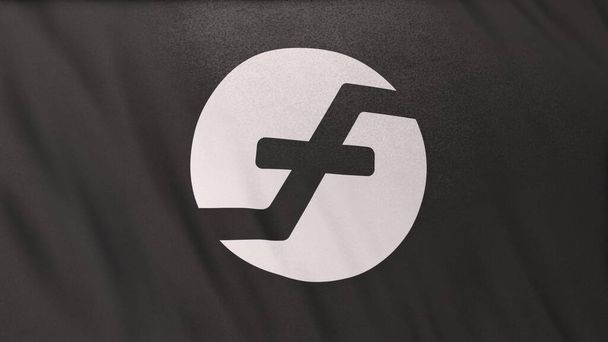 Firo Coin ikon logó szürke zászló banner háttér. Koncepció 3D illusztráció cryptocurrency és fintech segítségével blockchain technológia biztonságos tranzakciók tőzsdei DeFi piacon. - Fotó, kép