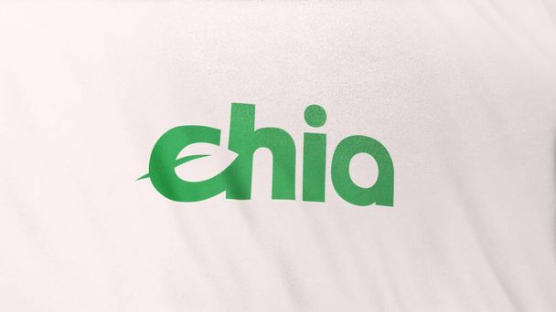 XCH Chia Coin icône logo sur fond de bannière drapeau blanc. Concept Illustration 3D pour crypto-monnaie et fintech utilisant la technologie blockchain pour sécuriser les transactions en bourse DeFi marché. - Photo, image