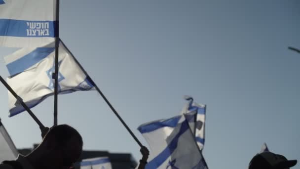 イスラエルの国旗を振るデモ参加者 - 映像、動画