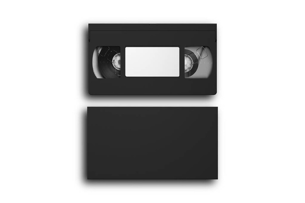 VHS cassette model geïsoleerd op witte achtergrond. 3d destructie. - Foto, afbeelding