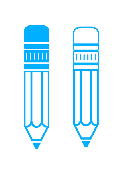 Blue pencil icons on white background - Vector, Image