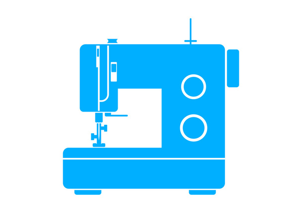 Blue sewing machine on white background  - Vector, Image