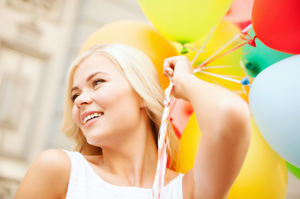 woman with colorful balloons - Photo, image