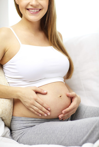 happy pregnant woman at home - Photo, Image