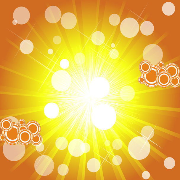 Retro Circles On Bright Sunburst Background - Vecteur, image